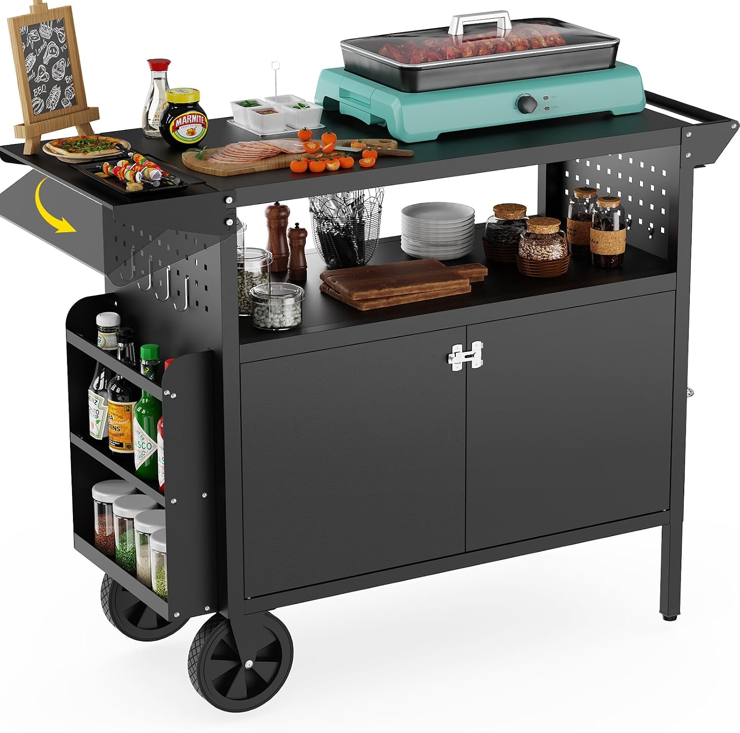 Outdoor Camping Bbq - Outdoor-Grillwagen mit Stauraum, Kücheninsel mit Rädern,