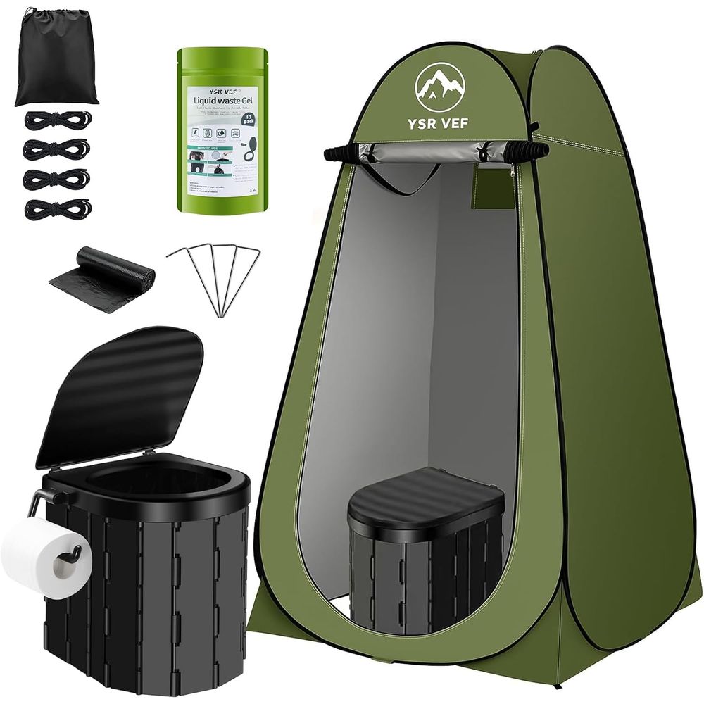 Outdoor Camping Bag - Tragbares Toiletten-Set, Camping-Toilette mit Pop-Up-Sichtschutzzelt und