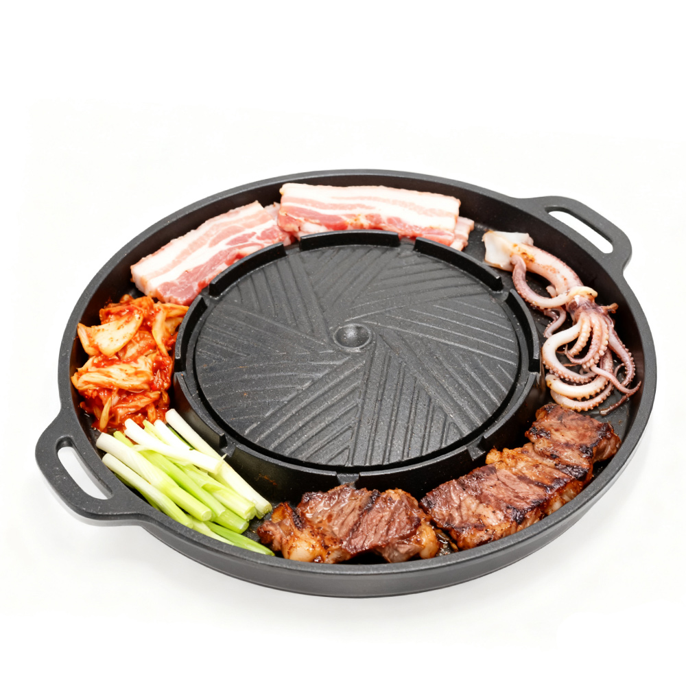 Outdoor Camping Cooking Set - KOSUN Koreanische BBQ-Grillpfanne, 2-in-1, runde Grill-Sharing-Platte