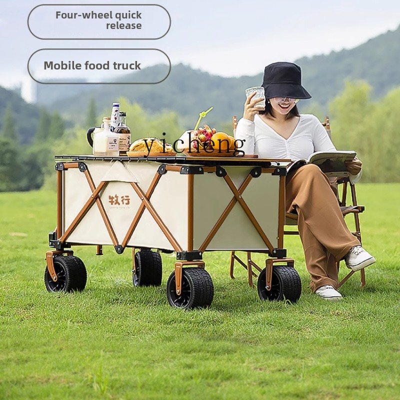 Outdoor Camping Trailer - XL Campingwagen, faltbarer Campingwagen, Outdoor-Picknicktisch, handgezogener