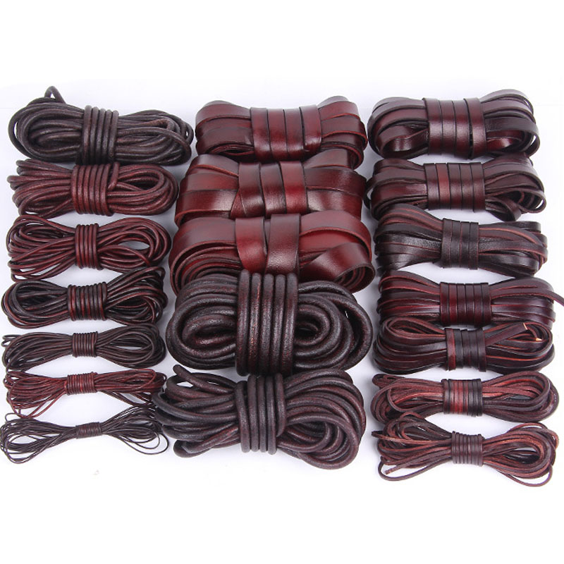 Paracord Bracelet - 2Meter 1-20mm Retro Echtes Lederband Flache