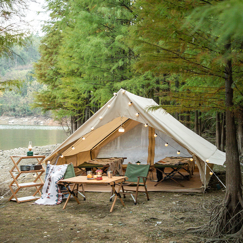 Outdoor Camping And Glamping - Fischgrätmuster-Zelt Groß, Winddicht Regenfest Sonnenschutz, Luxus-Glamping