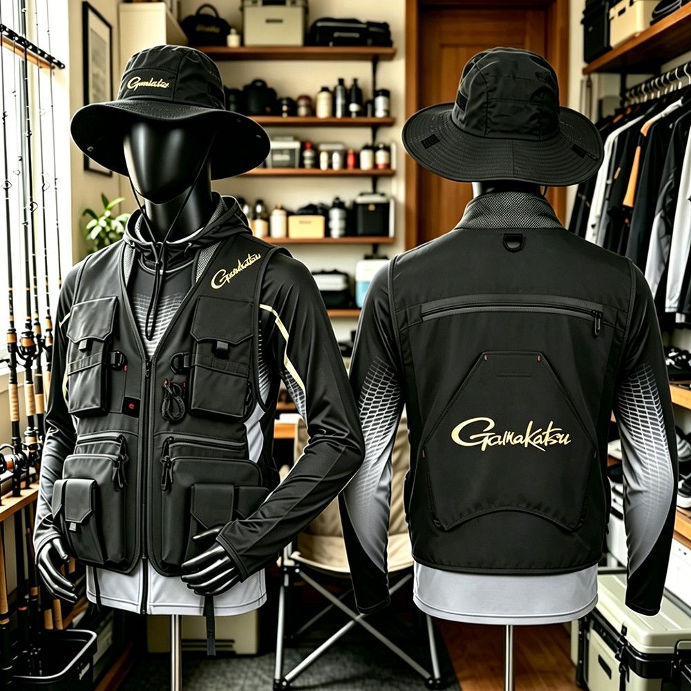Outdoor Camping Jacket - Gamakatsu Herren-Anglerweste mit mehreren Taschen, schnell