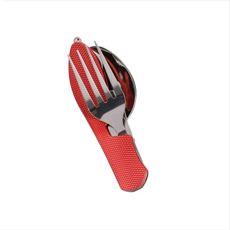 Outdoor Camping Ute - Zusammenklappbares Edelstahl-Messer-Gabel-Set, Mini Tragbares Outdoor-Picknick-Besteck, Langlebiges