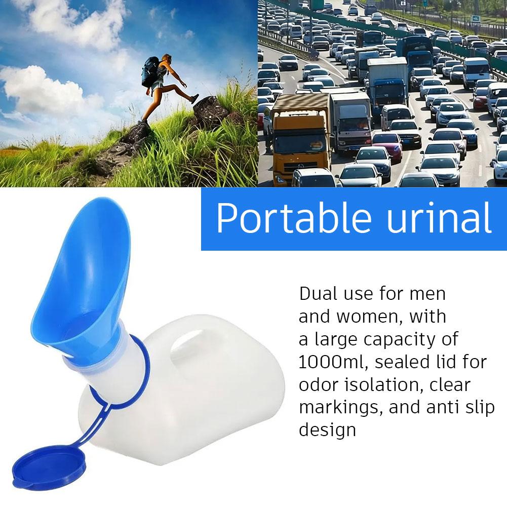 Outdoor Camping Urinal - 1000 ml tragbare Unisex-Urinflasche aus Kunststoff,