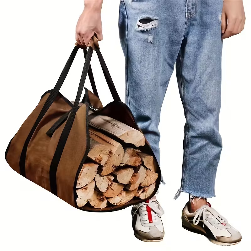 Outdoor Camping Bag - Robuste Holztragetasche – Brennholztasche für den