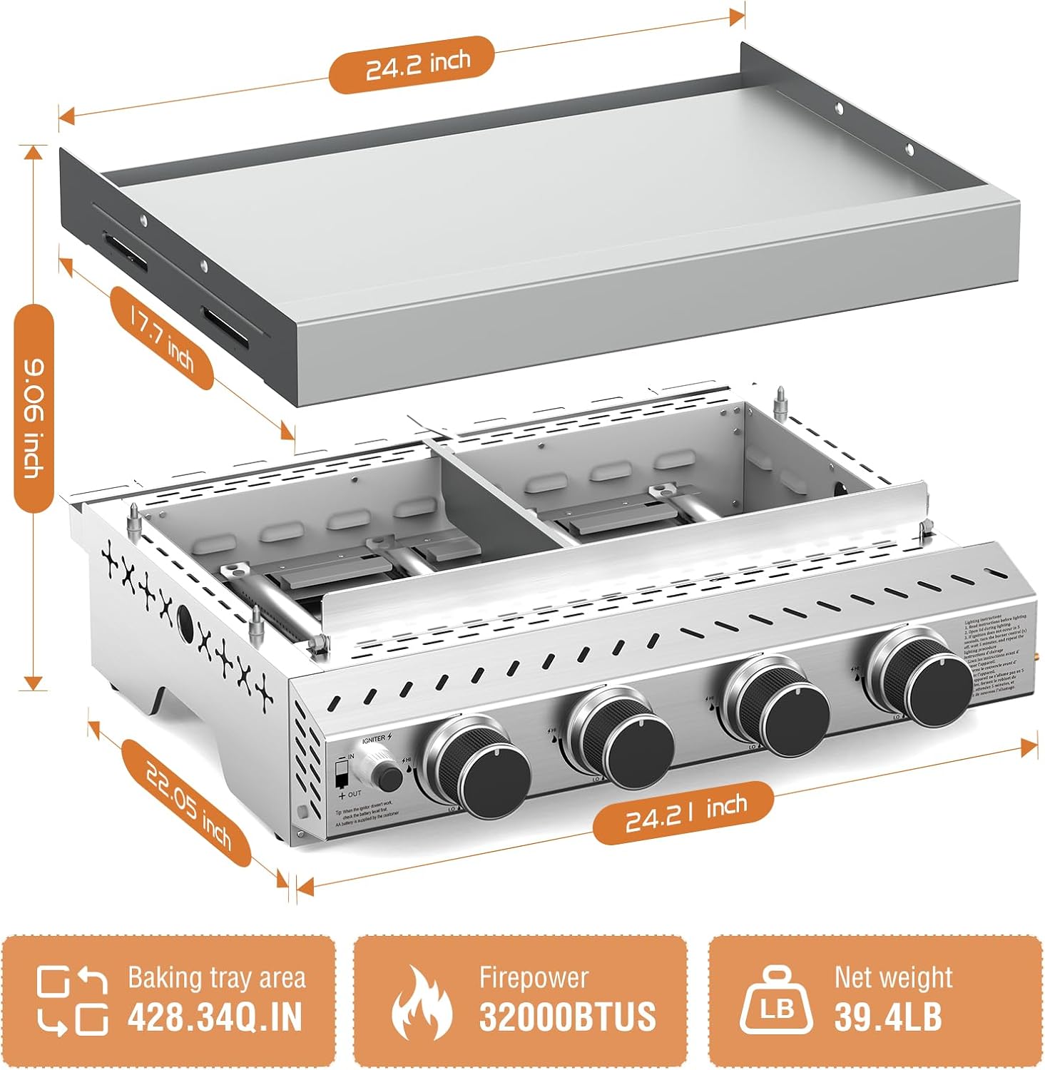 Tragbarer 4-Brenner Edelstahl  – Outdoor Camping Bbq Bewertung und Preis