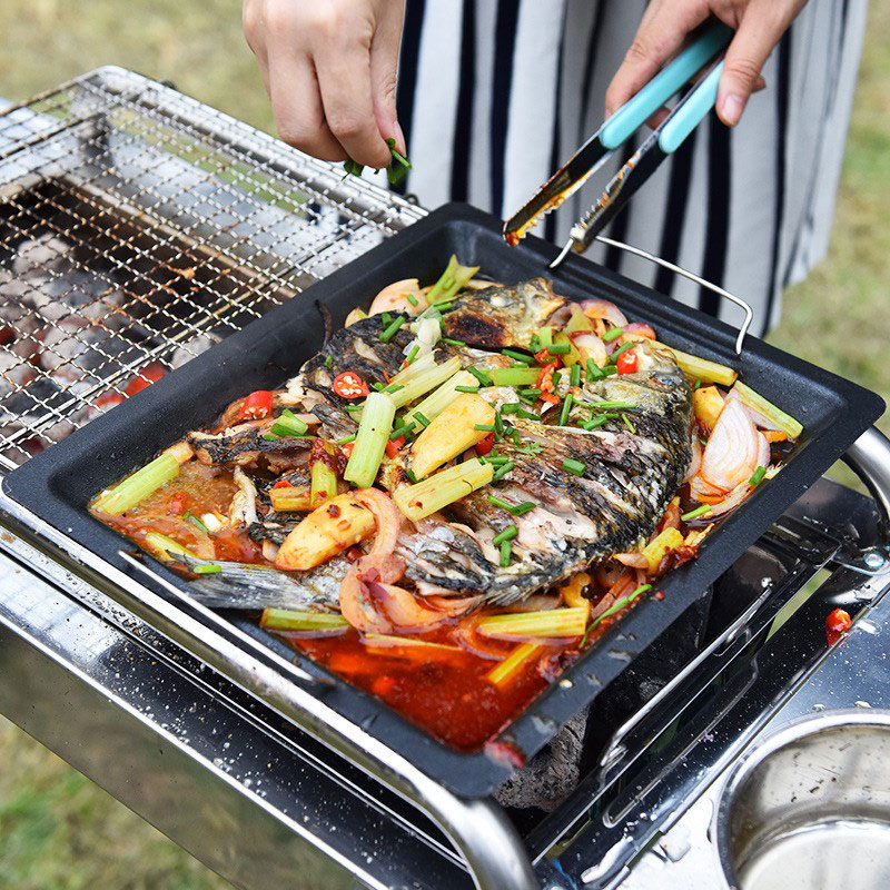 Dicke quadratische Grillpfanne – Outdoor Camping Cooking Set Bewertung und Preis