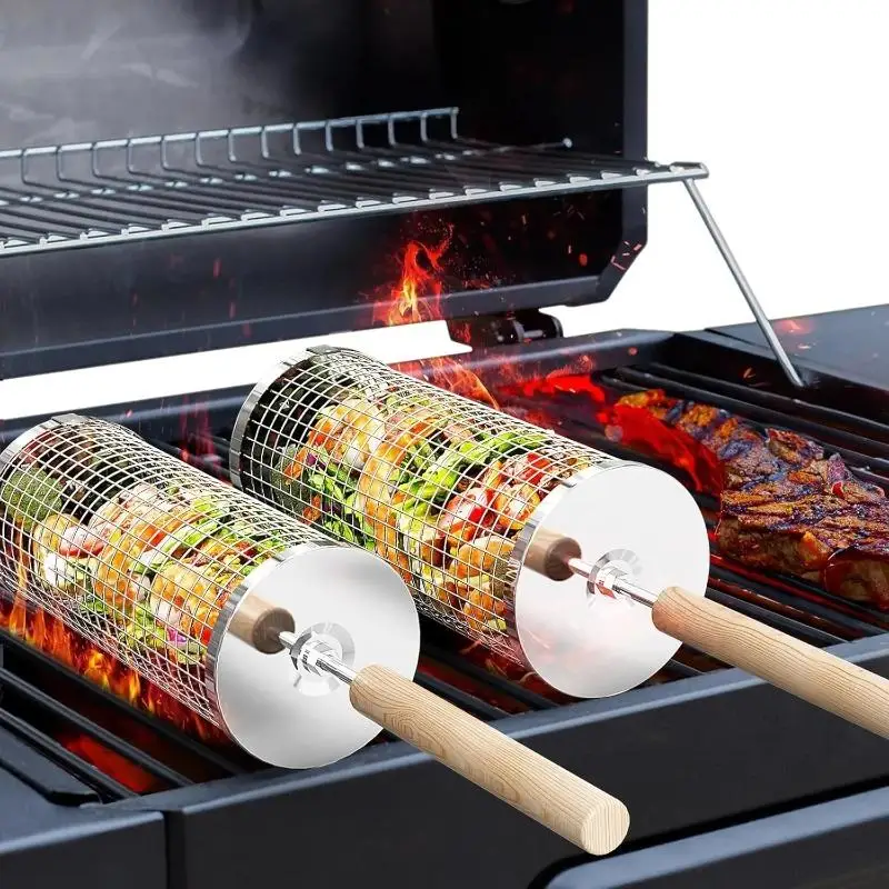 Edelstahl-Grillkorb, Runder Ro – Outdoor Camping Bbq Bewertung und Preis