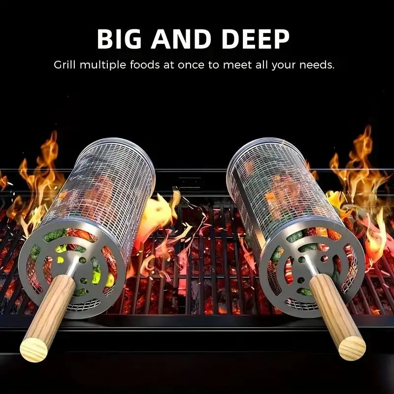 Edelstahl-Grillkorb, Runder Ro – Outdoor Camping Bbq Bewertung und Preis